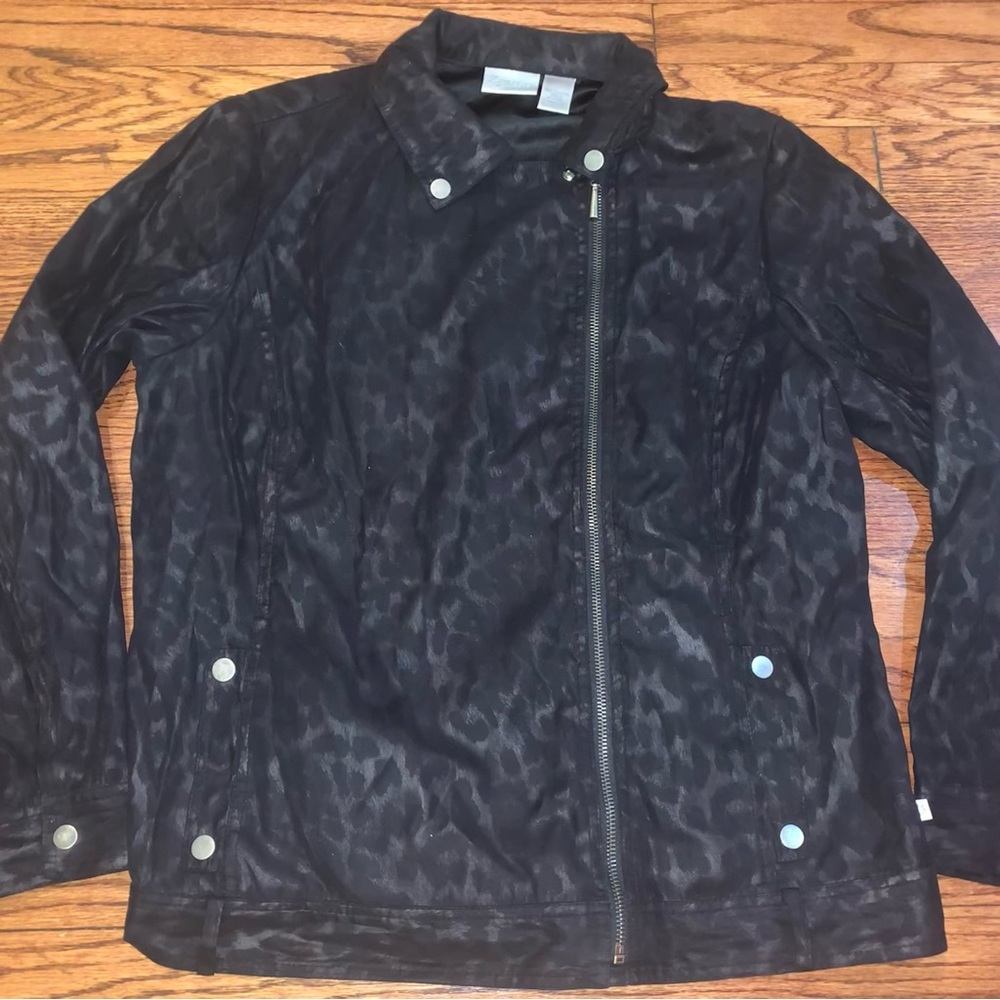 Chicos Black Leopard Print Blazer - Sz 2